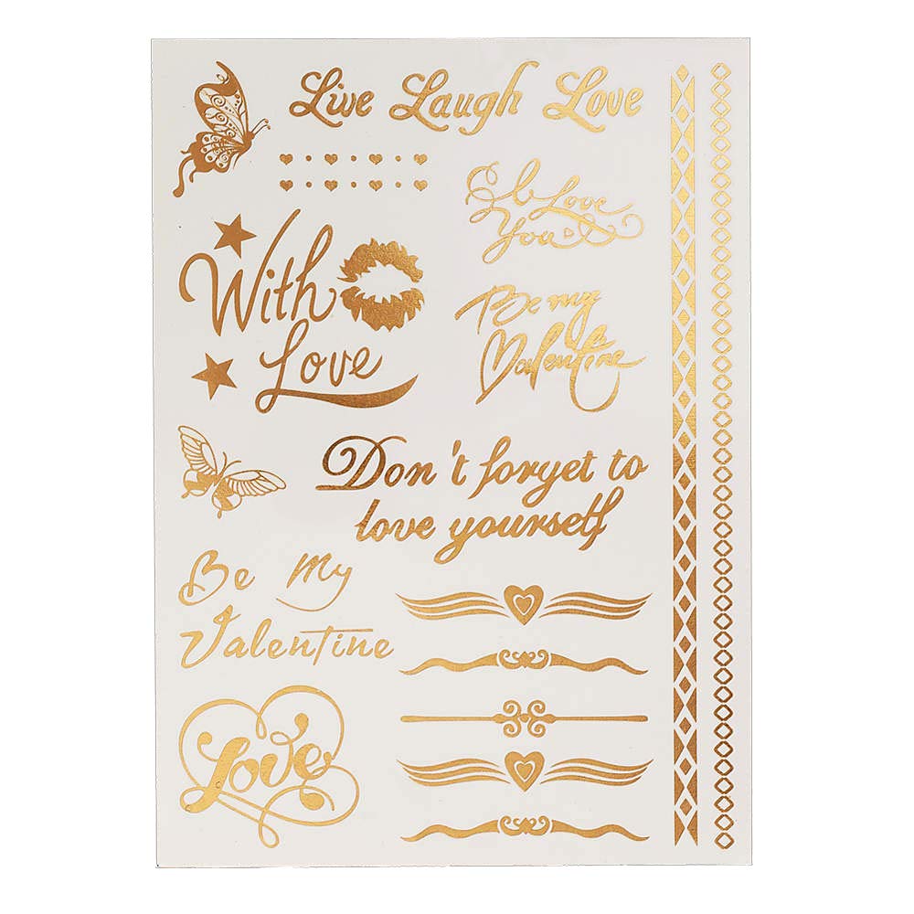 S.A.V.I 3D Temporary Tattoo Golden and Silver Metallic Sticker Big Butterfly Hair Tattoo Decoration Design Size 21x15cm - 1pc. (9), Gold, 2 g