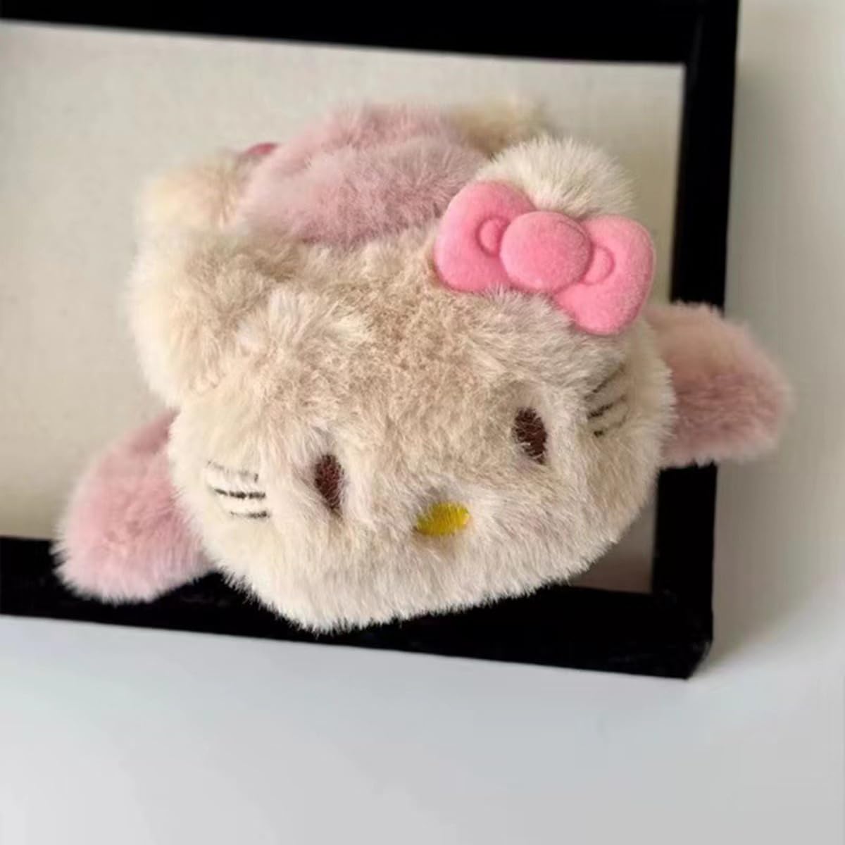 S.A.V.I Cute Plush Kitten Hair Claw Clip 12 cm for Women & Girls | Soft Faux Fur Cat Design in Pink & Cream | Strong Grip Clutcher for Thick Hair | Stylish Daily Hair Accessory