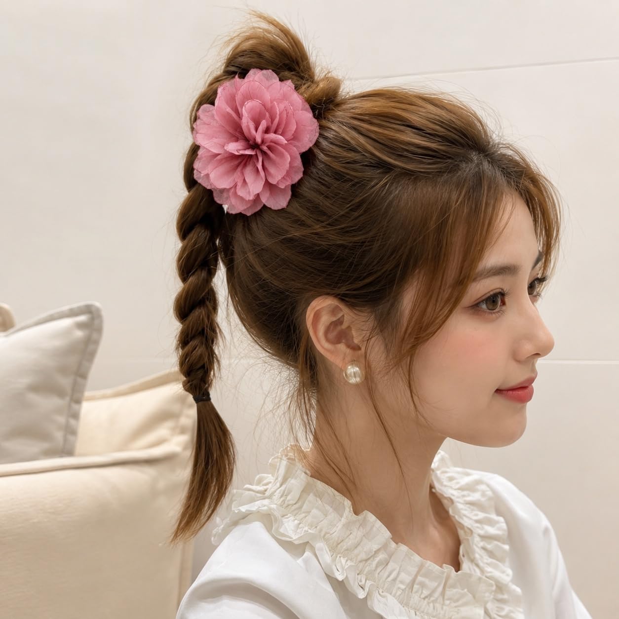S.A.V.I Floral Claw Clip for Women 8 cm Dusky Rose Hair Clip | Strong Hold, Lightweight, Half & Full Updos, Comfortable Wear, For Girls & Parties