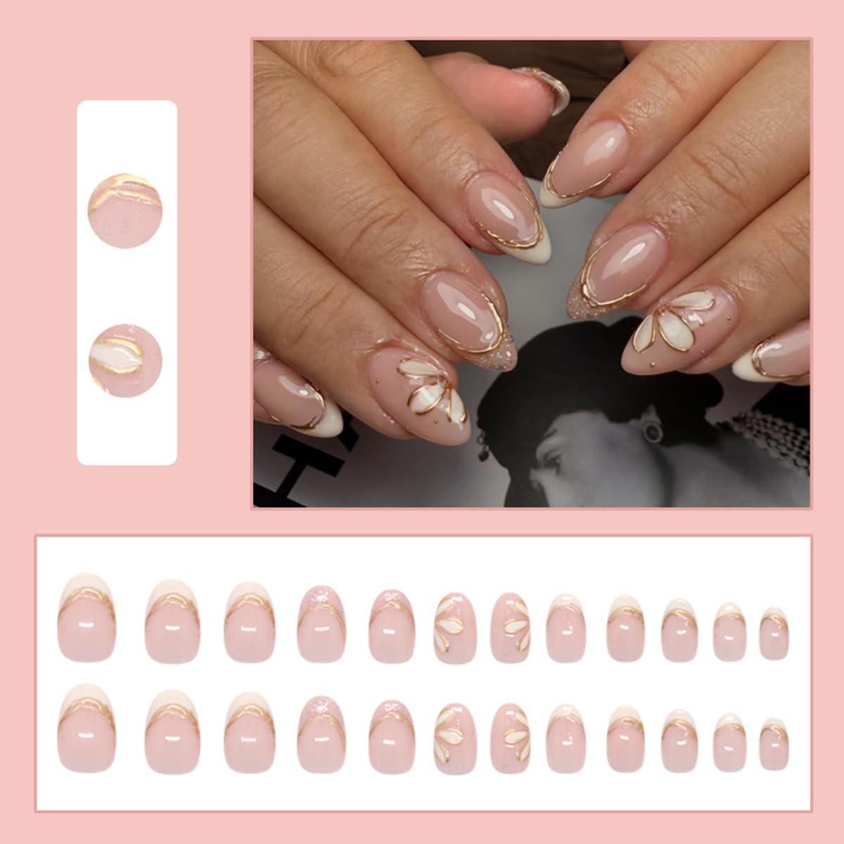 S.A.V.I Mirror Chrome Gold Press-On Toenails for Women | Short Natural Square Shape | Glossy Metallic Finish | Reusable ABS Toe Nails | 24 Pc Kit with Glue & Adhesive Tabs