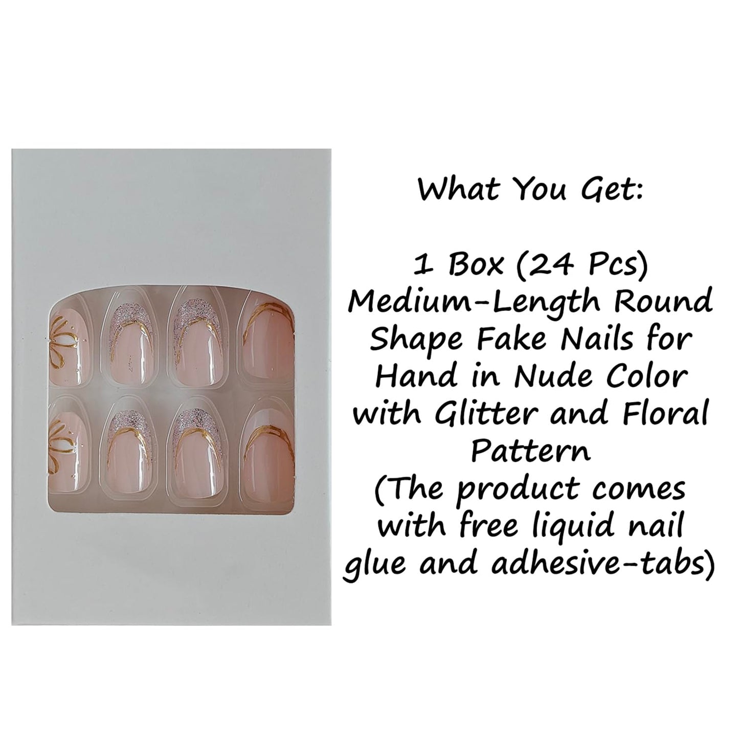 S.A.V.I Mirror Chrome Gold Press-On Toenails for Women | Short Natural Square Shape | Glossy Metallic Finish | Reusable ABS Toe Nails | 24 Pc Kit with Glue & Adhesive Tabs