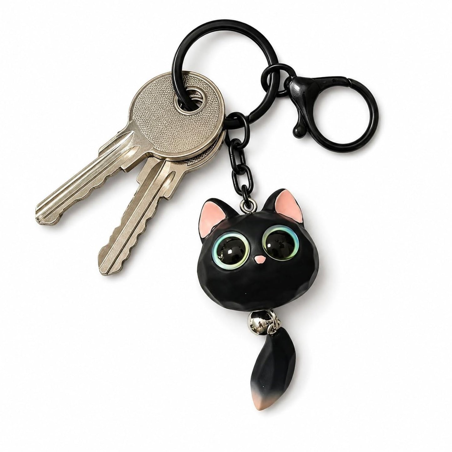 S.A.V.I Resin Cat Keychain Black Bag Charm Key Ring, Durable Resin Charm for Handbags, Backpacks & Purses, Eye-Catching Pendant, Ideal Gift for Women & Girls, 7 x 3.3 cm