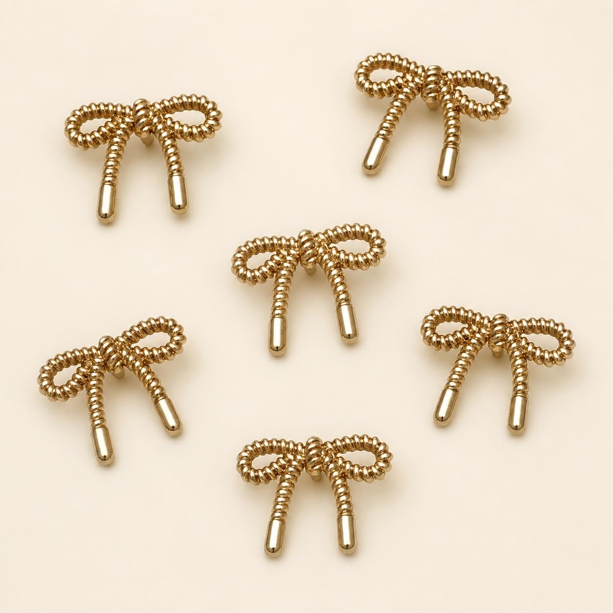 S.A.V.I Golden Bow Buttons for Dresses 20mm, Set of 6 | Gold-Tone Shank Fasteners, Rope-Knot Design, Women's Garments, Decorative Embellishments