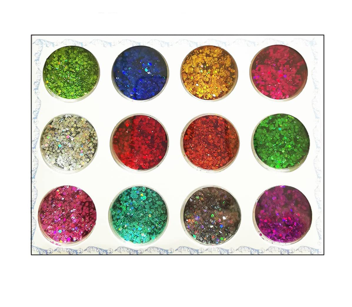 S.A.V.I 12 Jars Set, Different Colors, Small Sequins Nail Art, Design DIY Manicure, Nail Accessories