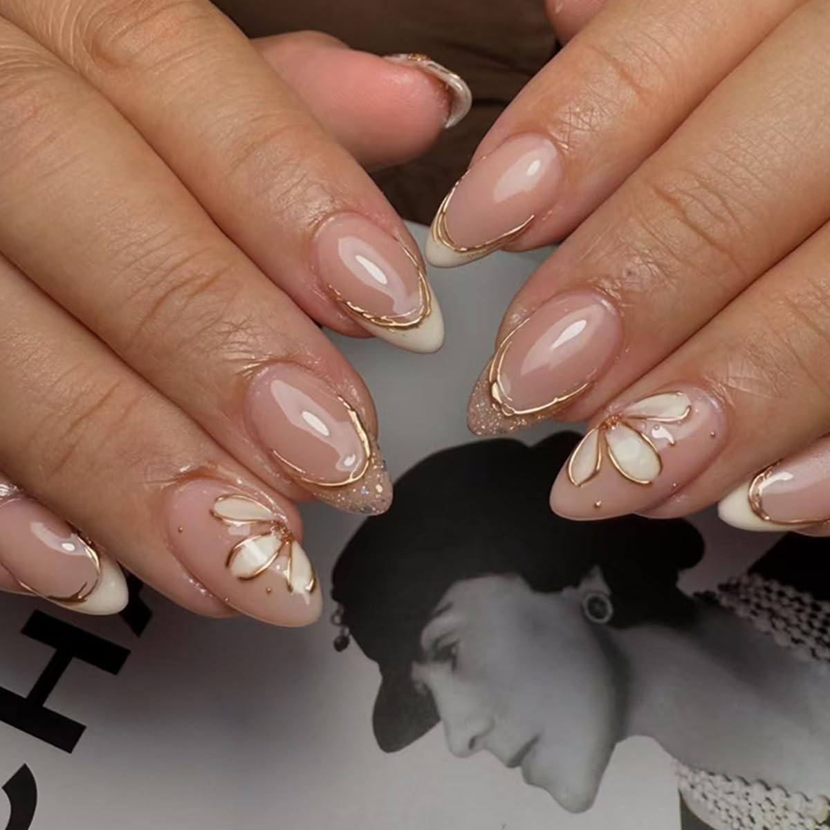 S.A.V.I Mirror Chrome Gold Press-On Toenails for Women | Short Natural Square Shape | Glossy Metallic Finish | Reusable ABS Toe Nails | 24 Pc Kit with Glue & Adhesive Tabs