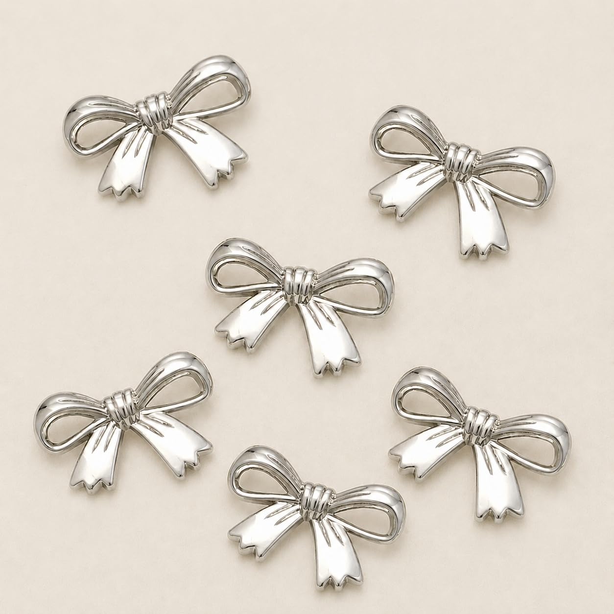 S.A.V.I Bow Buttons Shank Style 20mm for Women & Girls Set of 6 | Silver Tone, Fashion Fasteners, DIY Craft & Sewing, Garment Decoration, Dresses & Blouses