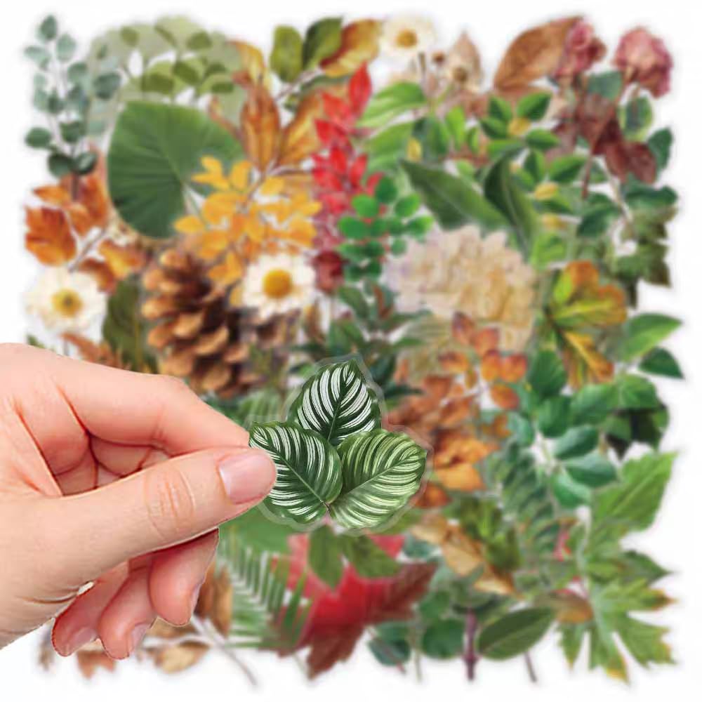 S.A.V.I 50 Pcs Botanical Floral Stickers Set, Waterproof PVC Vinyl Decals