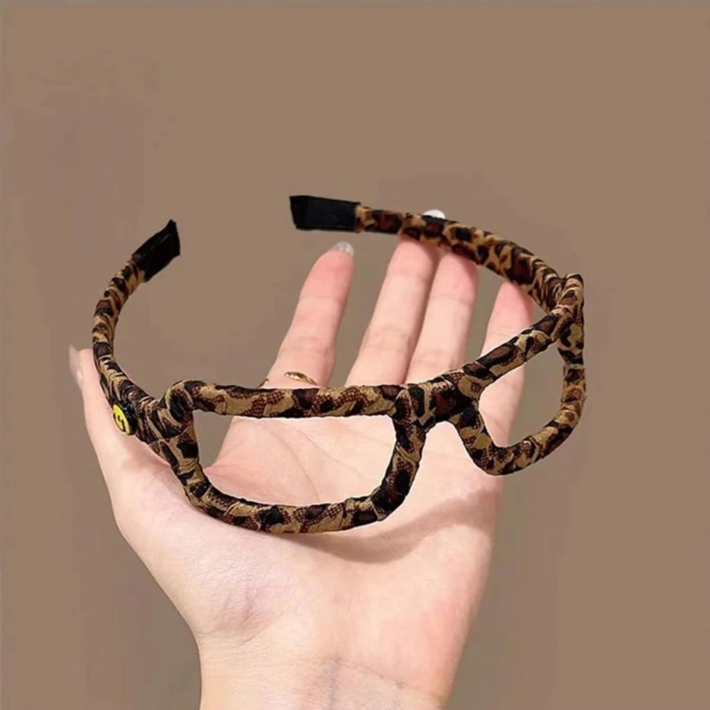 S.A.V.I Leopard Print Hair Band Sunglasses Style for Women, Brown Fabric Headpiece, 14 cm, Lightweight, Secure Fit, Durable, Casual & Party for Girls, Giftable Accessory