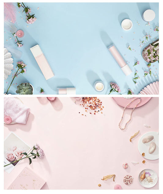 SAVIAURA 1 Sheet 2 in 1 3D Flat Lay Tabletop Double-Sided Photography Backdrop Photo Studio Flatlay Background PVC Wrinkle-Free for Small Product Shoot (Pink & Blue Pattern)