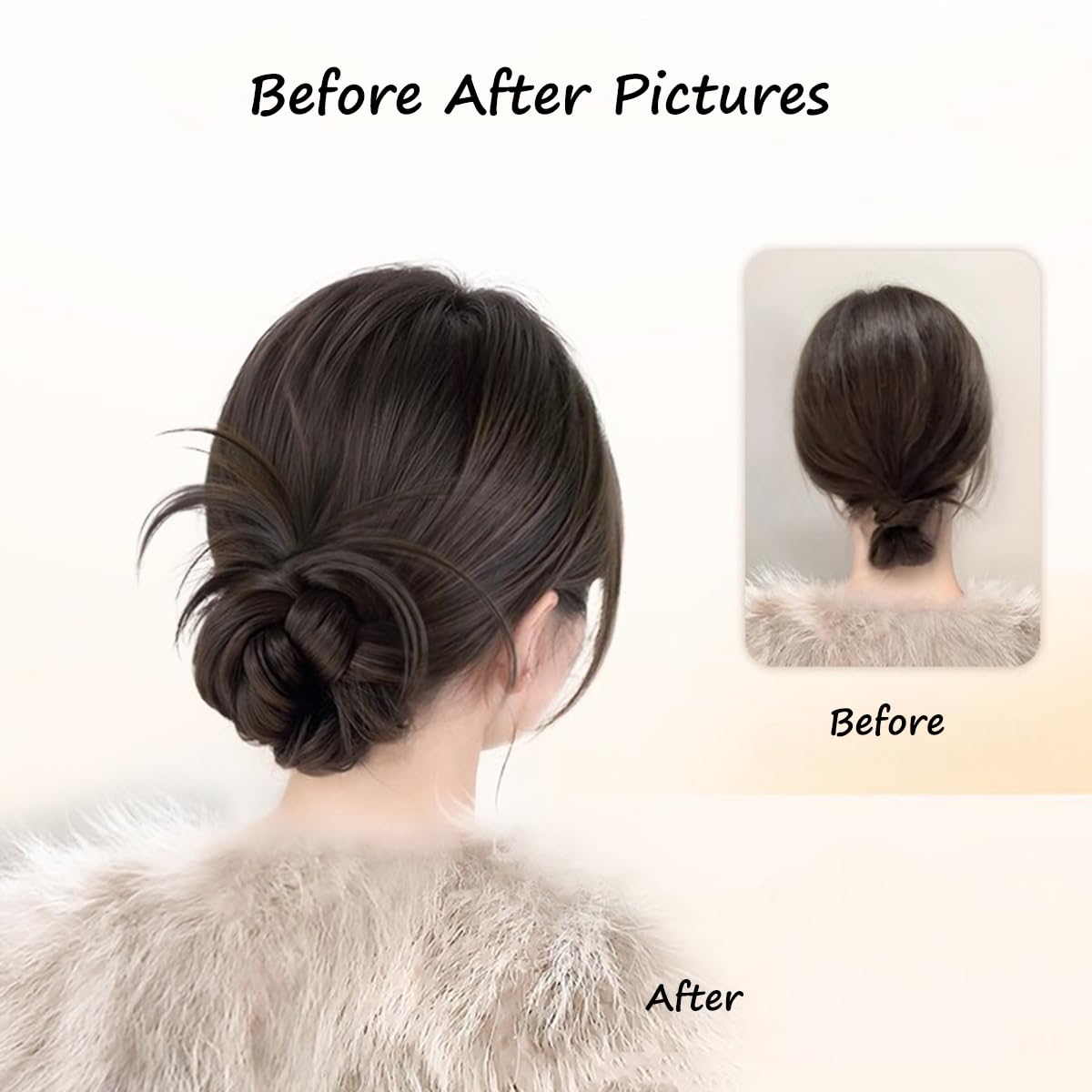 S.A.V.I Clip-On Hair Bun Extension for Women, Natural Black Messy Bun Scrunchie, Synthetic Fiber Twisted Updo Hairpiece with Grip Clip, Medium Round Juda for Casual & Party Styling