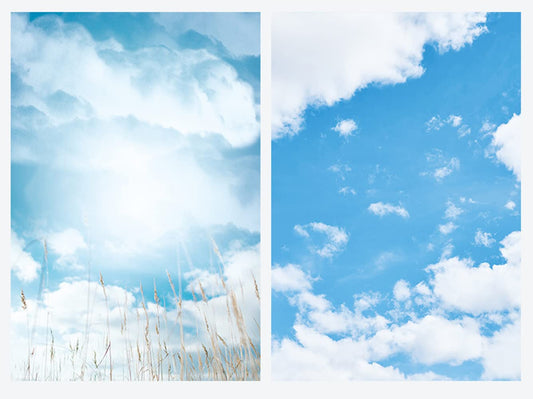 SAVIAURA 1 Sheet 2 in 1 3D Flat Lay Tabletop Double-Sided Photography Backdrop Photo Studio Flatlay Background PVC Wrinkle-Free for Small Product Shoot (Clouds & Sunshine)