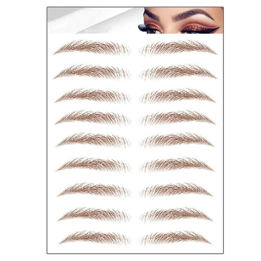S.A.V.I 6D 9 Pairs Natural Brown Eyebrow, Long Lasting Up to 4 Days, Waterproof Eyebrow Temporary Tattoo Sticker - 1 Sheet