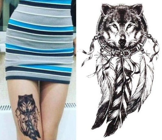 S.A.V.I Temporary Tattoo For Girls Men Women 3D Big Lion Face Sticker Size 21x15CM - 1PC. (577)