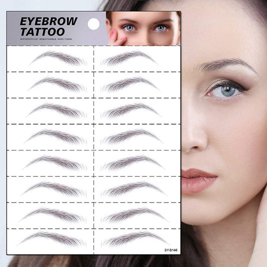 S.A.V.I 8 Pairs 6D Natural Look Eyebrow Styling Long Lasting Up to 7 Days Waterproof Temporary Tattoo Stickers - 1 Sheet