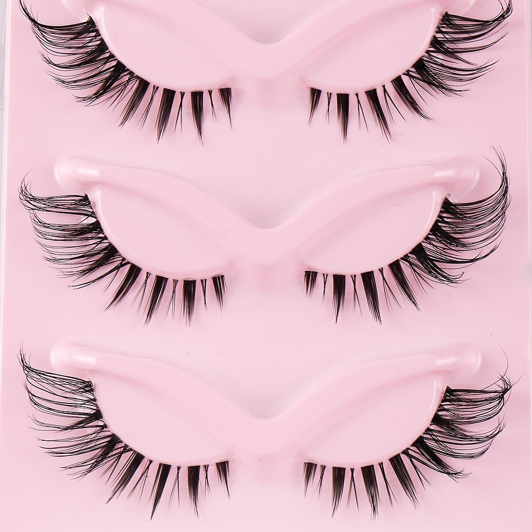S.A.V.I False Eyelashes 5 Pairs Natural Look Soft Black Wispy | Soft Black Wispy Full Strip Lashes for Women, Reusable Everyday Party Makeup, Comfortable Flexible Band, Glue Not Included