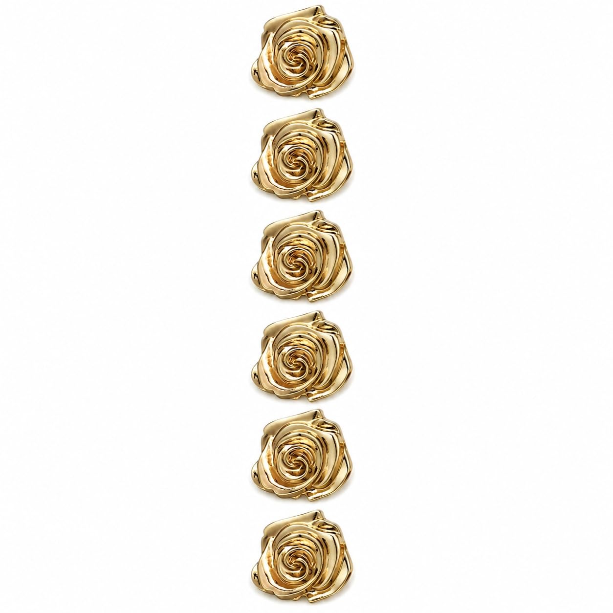S.A.V.I Golden Rose Shank Buttons 15mm Metallic Finish Set of 6 | Sculpted Floral Design, for Kurti & Blouse, DIY Craft Use, Sewing Fasteners, Women's Wear