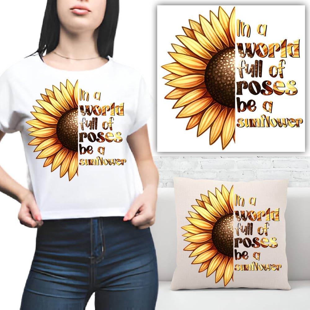 S.A.V.I 1PC Sunflower Iron-On Applique Patch | 8x8.5 Inch Washable Heat Transfer Sticker for DIY T-Shirts, Hoodies, Backpacks, Pillows | No-Steam Iron Design | Golden Yellow for Clothing  Canvas