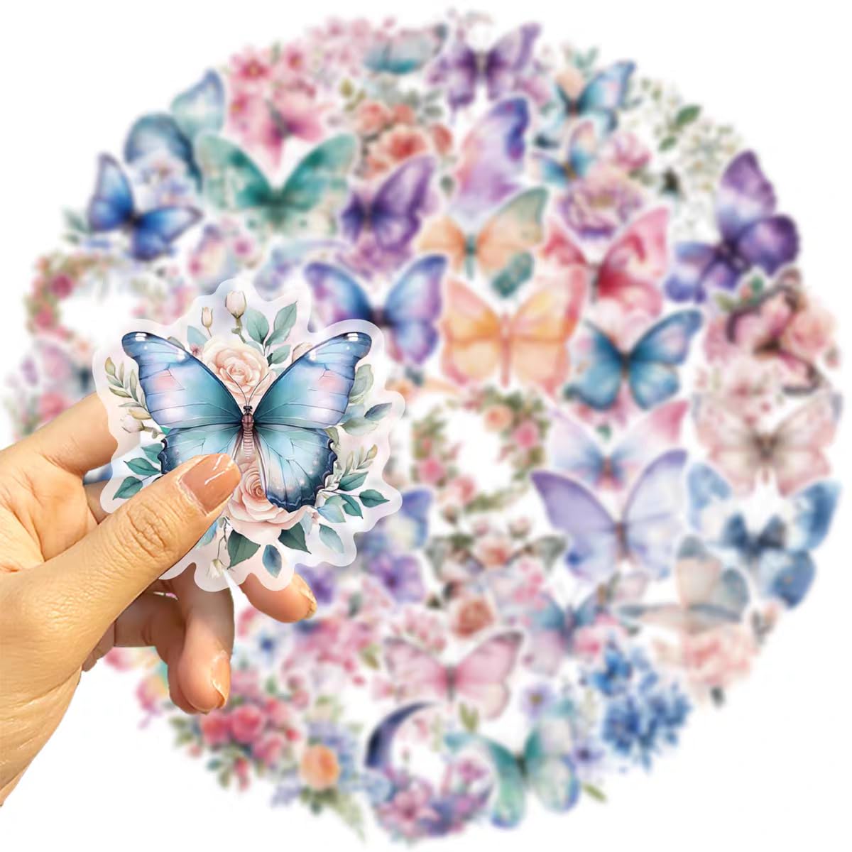 S.A.V.I 50 Pcs Butterfly Stickers, Waterproof Vinyl Decals for Laptop