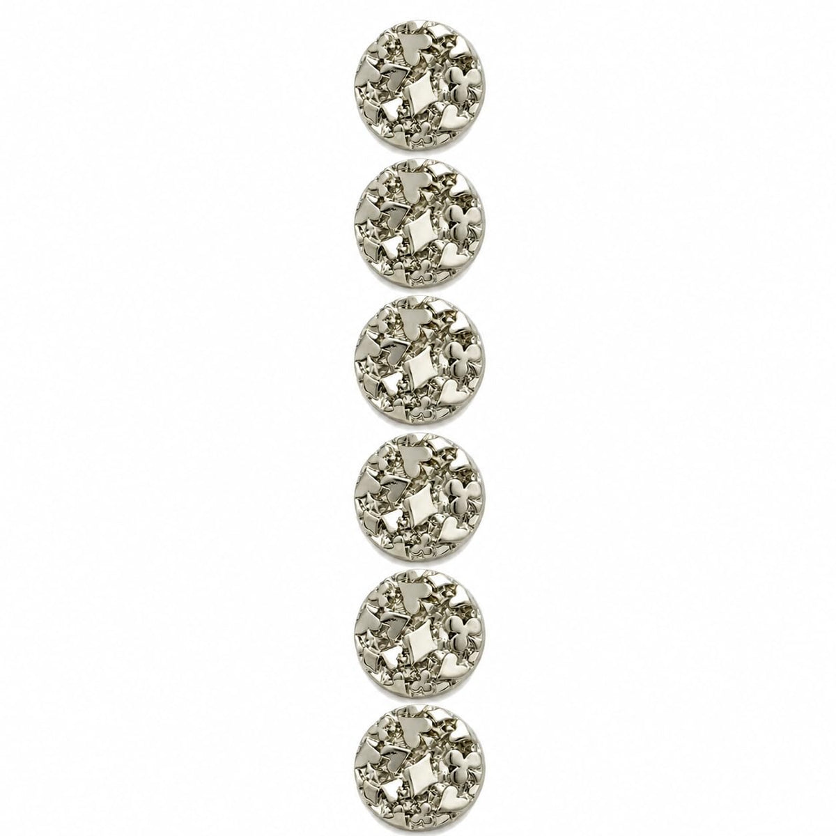 S.A.V.I Decorative Shank Buttons 20mm Silver Tone Heart & Clover | Set of 6, For Blazers & Jackets, Sewing Accessories, Durable Design, For Coats & Dresses