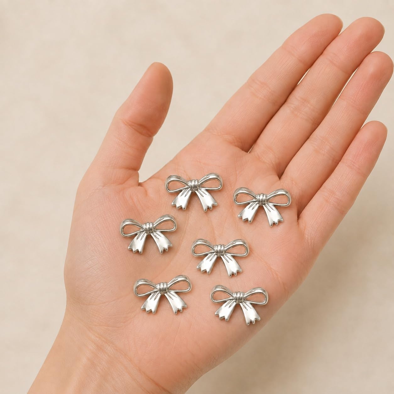 S.A.V.I Bow Buttons Shank Style 20mm for Women & Girls Set of 6 | Silver Tone, Fashion Fasteners, DIY Craft & Sewing, Garment Decoration, Dresses & Blouses
