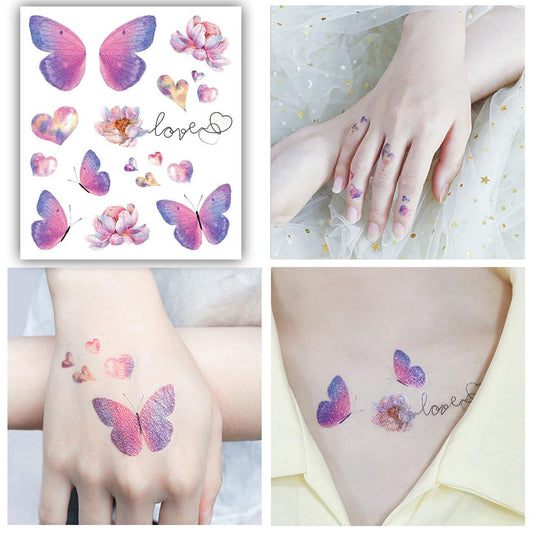 S.A.V.I Glitter Butterfly  Flower Tattoos - Waterproof Temporary Sticker for Women  Girls