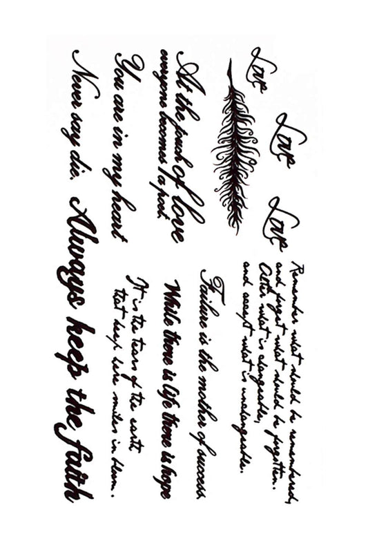 S.A.V.I 3D Temporary Tattoo Sticker Black Color Text Sanskrit English Popular Design Size 10.5x6CM - 1PC.