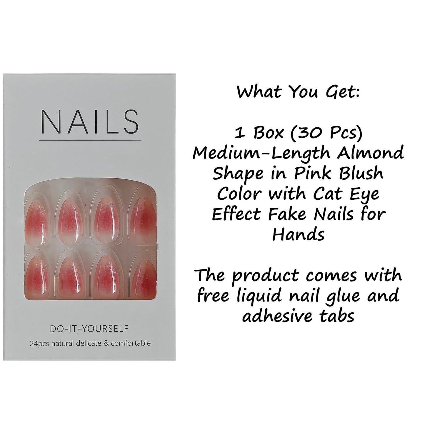 S.A.V.I Holographic Mirror Chrome Press On Nails, Medium Square Length, Iridescent Silver Pink Finish, ABS Artificial Nails, 30 Pcs Box with Glue & Adhesive Tabs