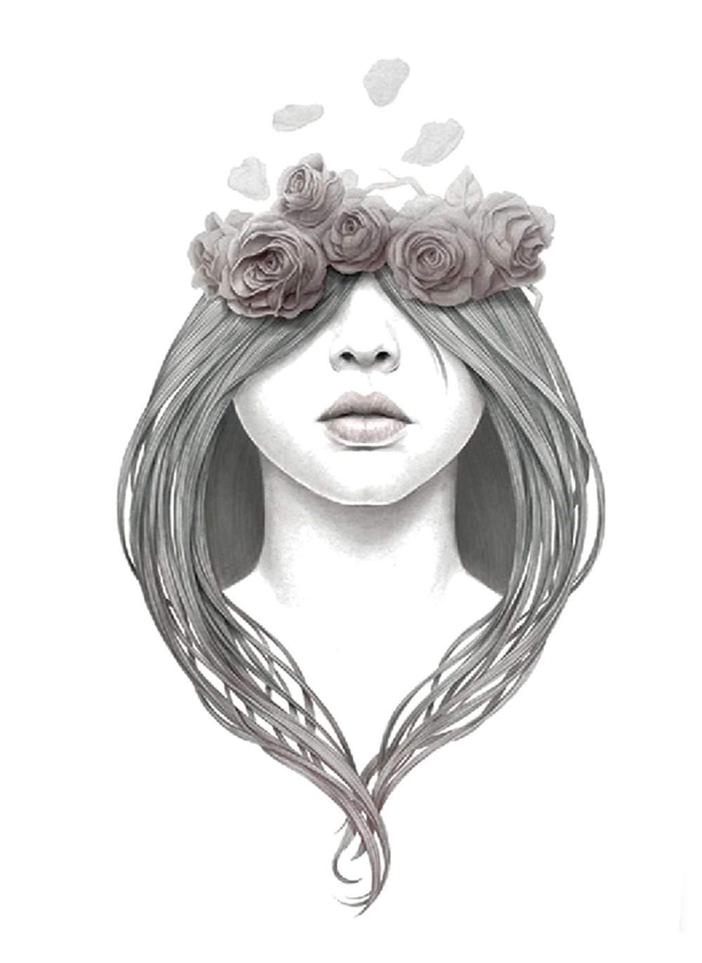 S.A.V.I 3D Temporary Tattoo Majestic Amazing Artwork Surrealism Illustration Girls Face Design Size 21x15CM - 1PC