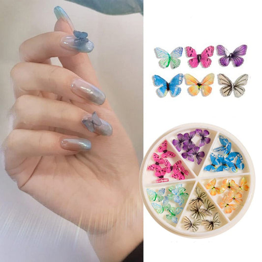 S.A.V.I 30Pcs 3D Butterfly Acrylic Nail Art Wheel - 6 Grid Nail Decoration for Salon  DIY Nail Art Design Perfect Accessory