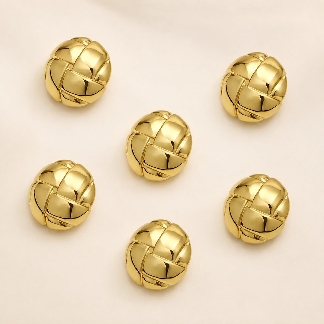 S.A.V.I Golden Buttons for Blazer 15mm, Set of 6 | Woven Knot Shank, Polished Metal Finish, Sewing Replacement, For Jackets & Coats, Craft Accessories