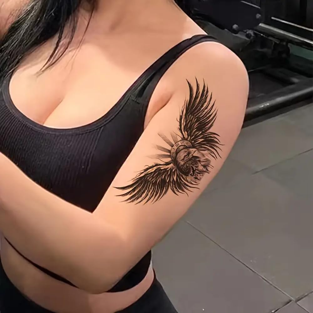 S.A.V.I 3 Pcs Large Eagle Design Temporary Tattoo Sheets for Men & Women – 21x10 cm Black Waterproof Body Art Stickers – Safe, Non-Toxic, Easy to Apply & Remove, Long-Lasting Skin Tattoos