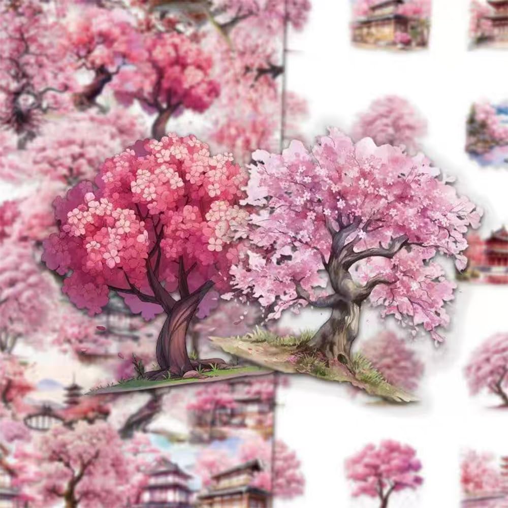 S.A.V.I Cherry Blossom Stickers Pack of 50, Vinyl Decals