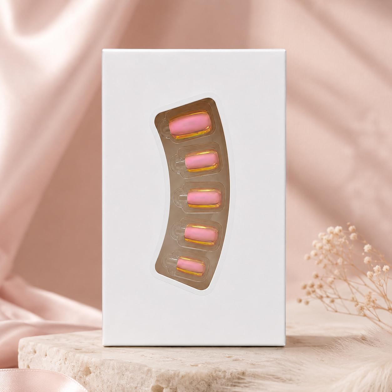 S.A.V.I Press on Nails 24 Pcs Short Aurora Mirror Finish | Reusable Adhesive Manicure Kit with Glue, Glossy Chrome Finish, Natural Fit for Women & Girls