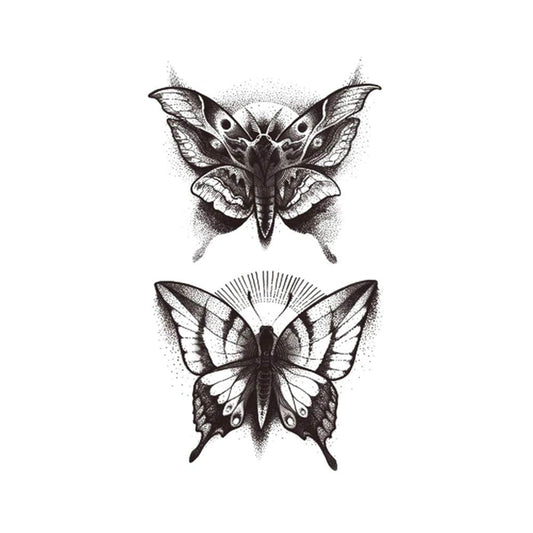 S.A.V.I 3D Temporary Tattoo Black Beautiful Big 2 Butterflies Design Size 21x15CM - 1PC.