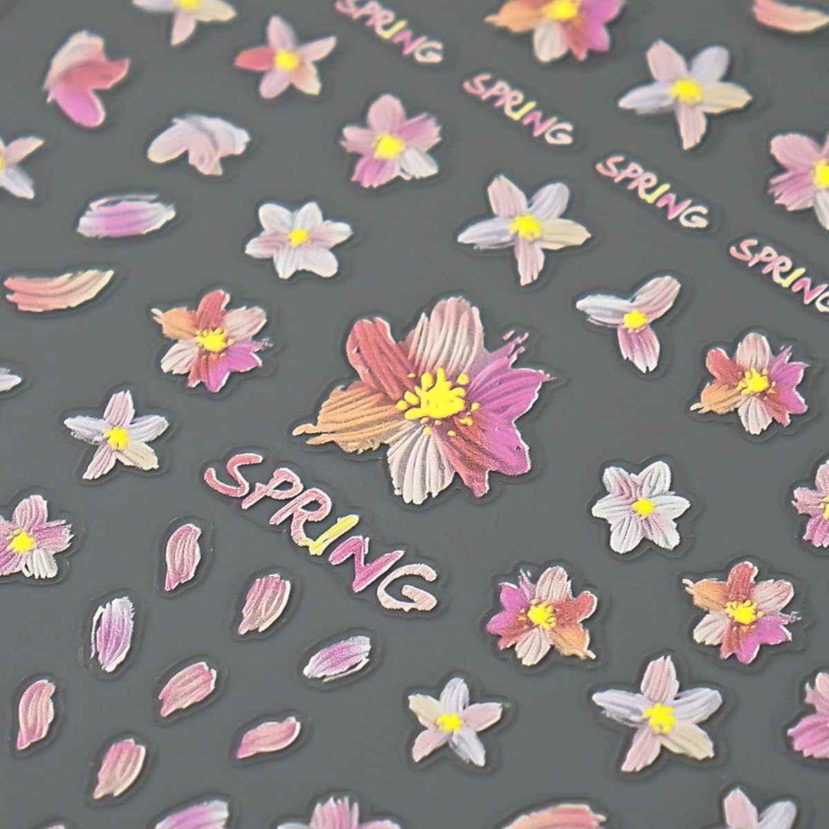 S.A.V.I 3D Embossed Floral Nail Art Stickers Wildflower Decals | 2 Sheets, Self Adhesive, DIY Manicure, Easy Peel and Apply, 6 x 10 cm Each