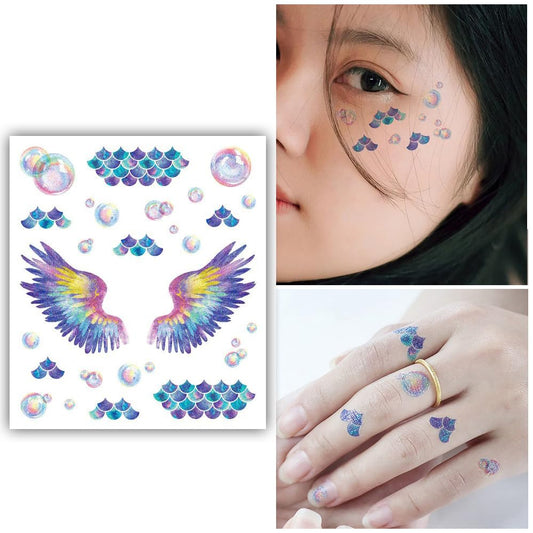 S.A.V.I Glitter Butterfly  Bubbles Tattoo - Waterproof Temporary Sticker for Women  Girls Eye, Face, Body Makeup