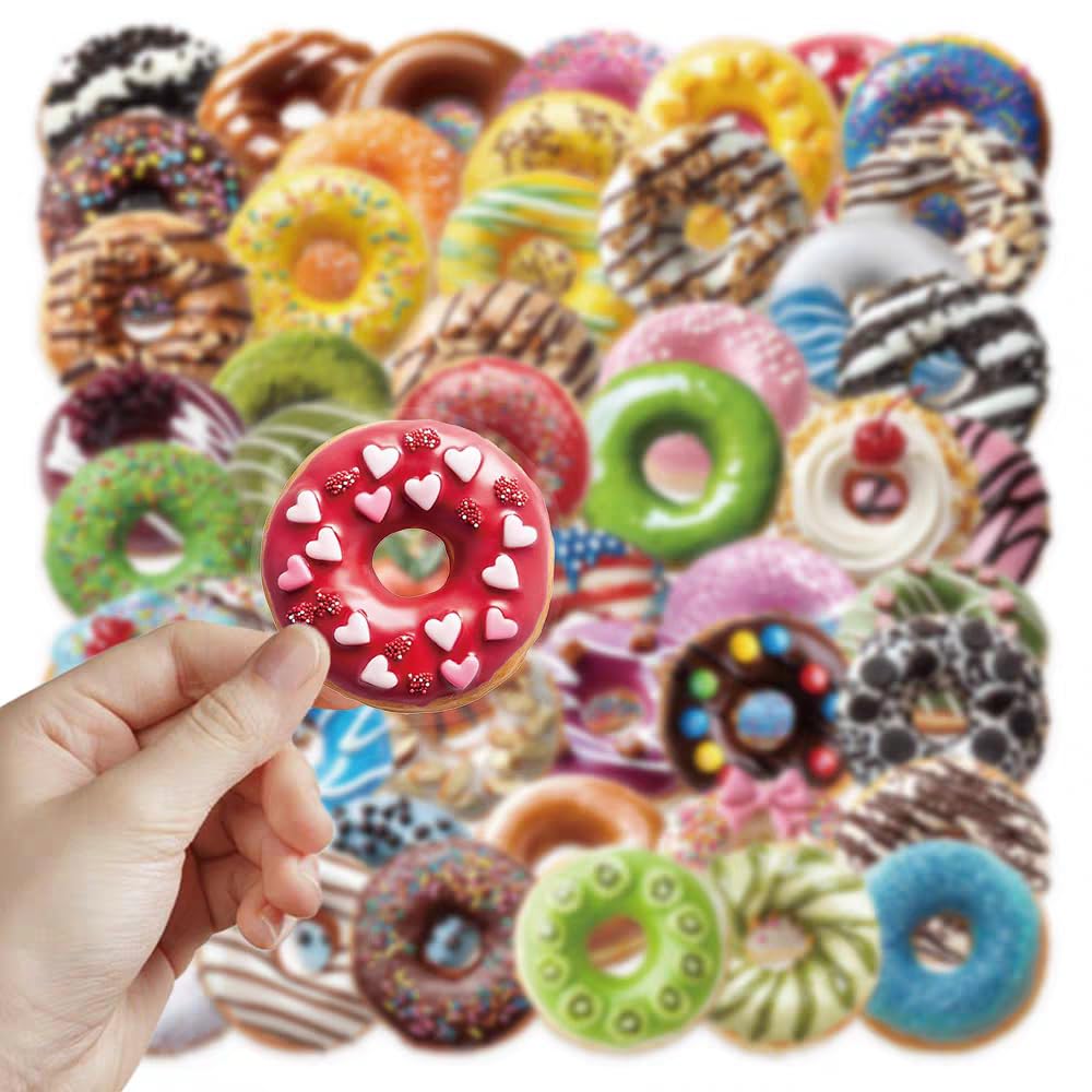 S.A.V.I 50 Cute Donut Stickers Pack | Kawaii Dessert Decals Multicolor