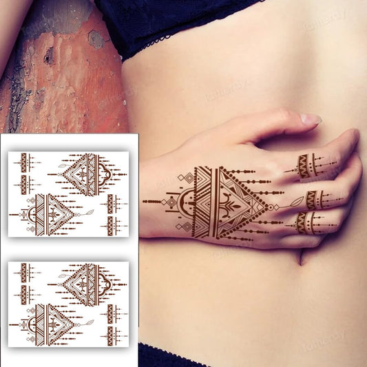 S.A.V.I (2 Sheets) - Henna Tattoo Stickers Waterproof Natural Mehendi For Women's Hands, Arms  Body - 21x15cm