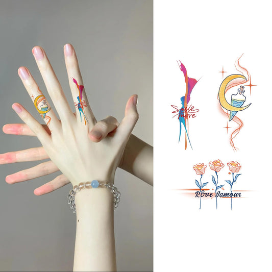 S.A.V.I Multicolour Floral Butterfly Moon Rose Snake Temporary Tattoo Sticker for Women & Girls | 12x7.6 cm | Waterproof, Non-Toxic, Long-Lasting, Removable Fake Body Art | 1 Pc (55)