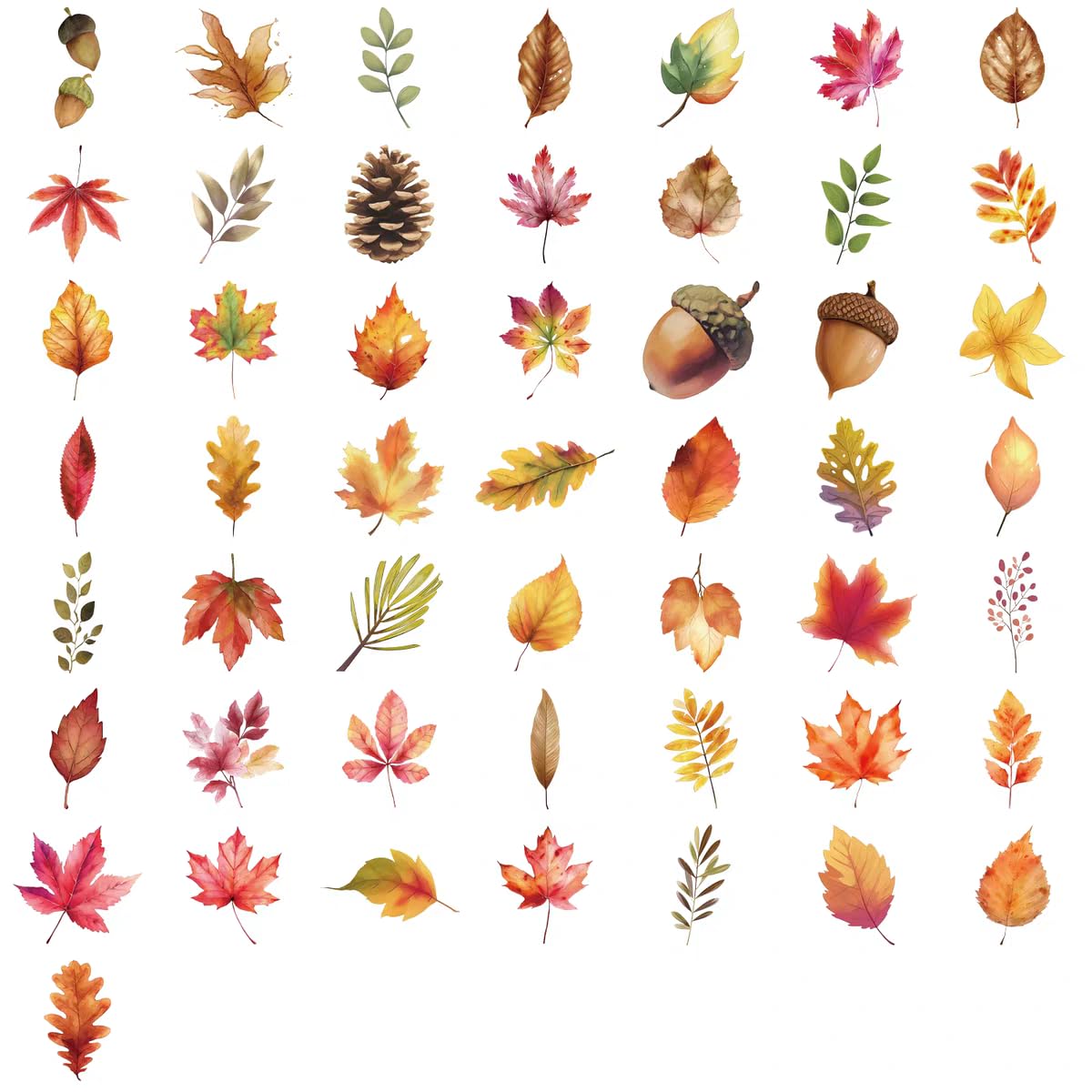 S.A.V.I Autumn Leaves Stickers Pack, 50 Waterproof Vinyl Decals