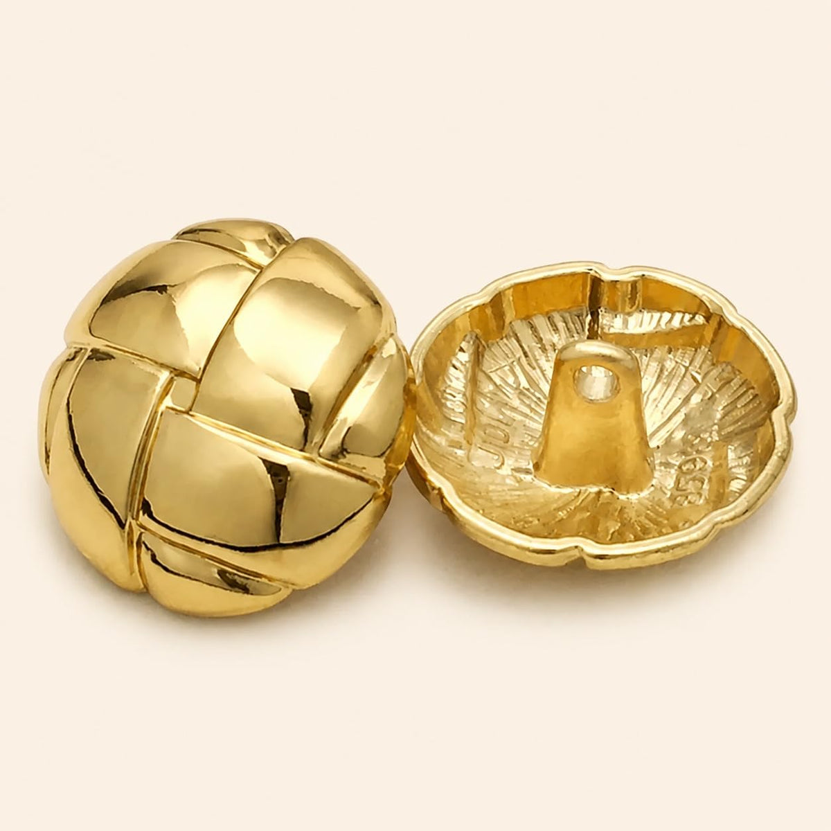S.A.V.I Golden Buttons for Blazer 15mm, Set of 6 | Woven Knot Shank, Polished Metal Finish, Sewing Replacement, For Jackets & Coats, Craft Accessories
