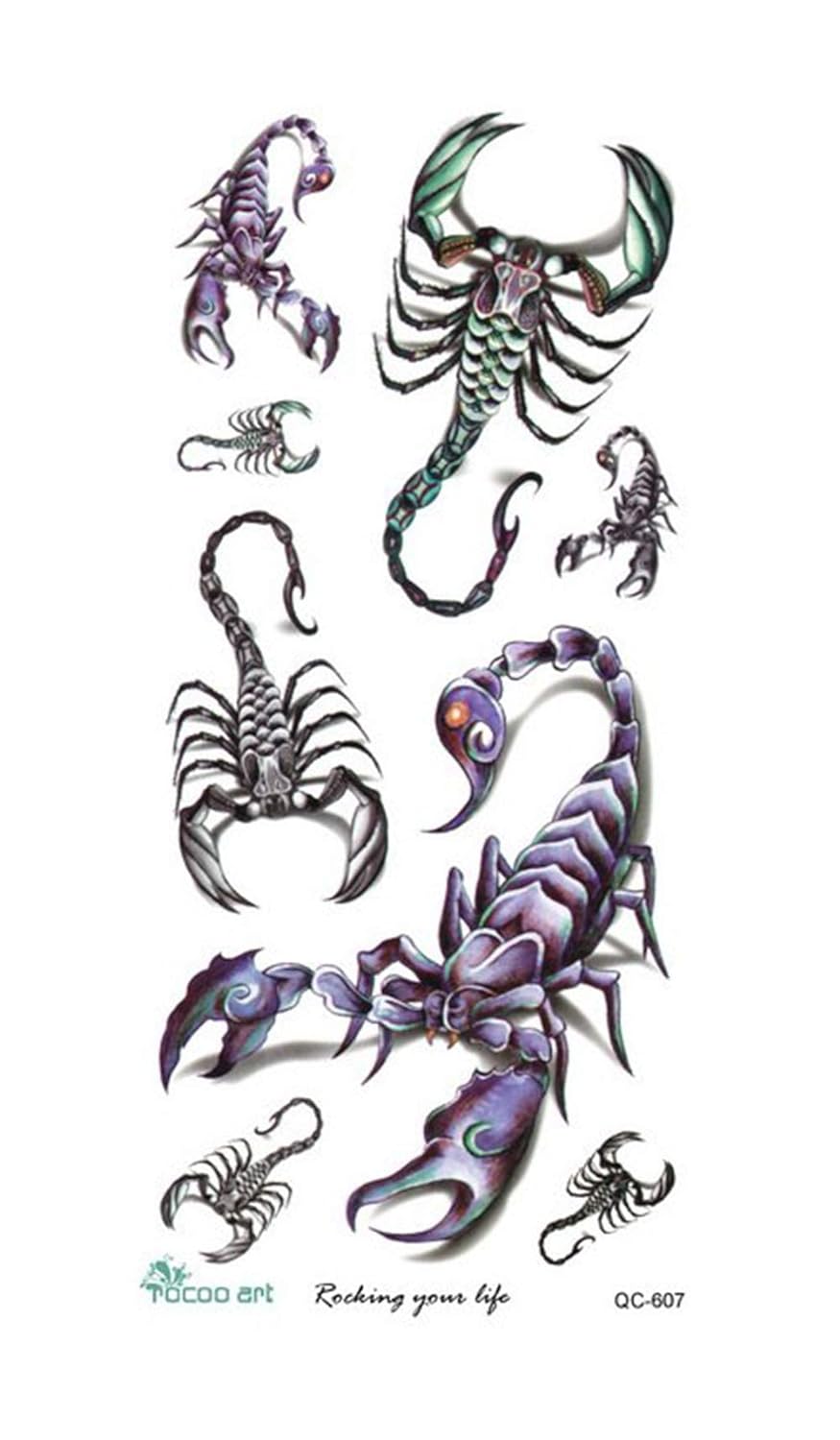 S.A.V.I Temporary Tattoo For Girls Men Women 3D Scorpions Sticker Size 20x10CM - 1PC.