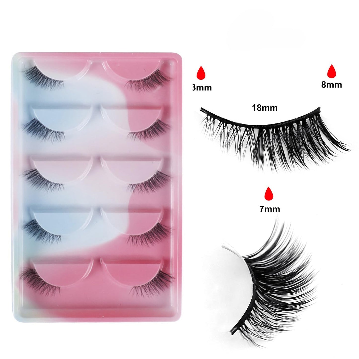 S.A.V.I Half False Eyelashes 5 Pairs Natural Wispy 18mm | Weightless Feel, Outer Corner Lashes, Reusable, Everyday & Party, Soft Band