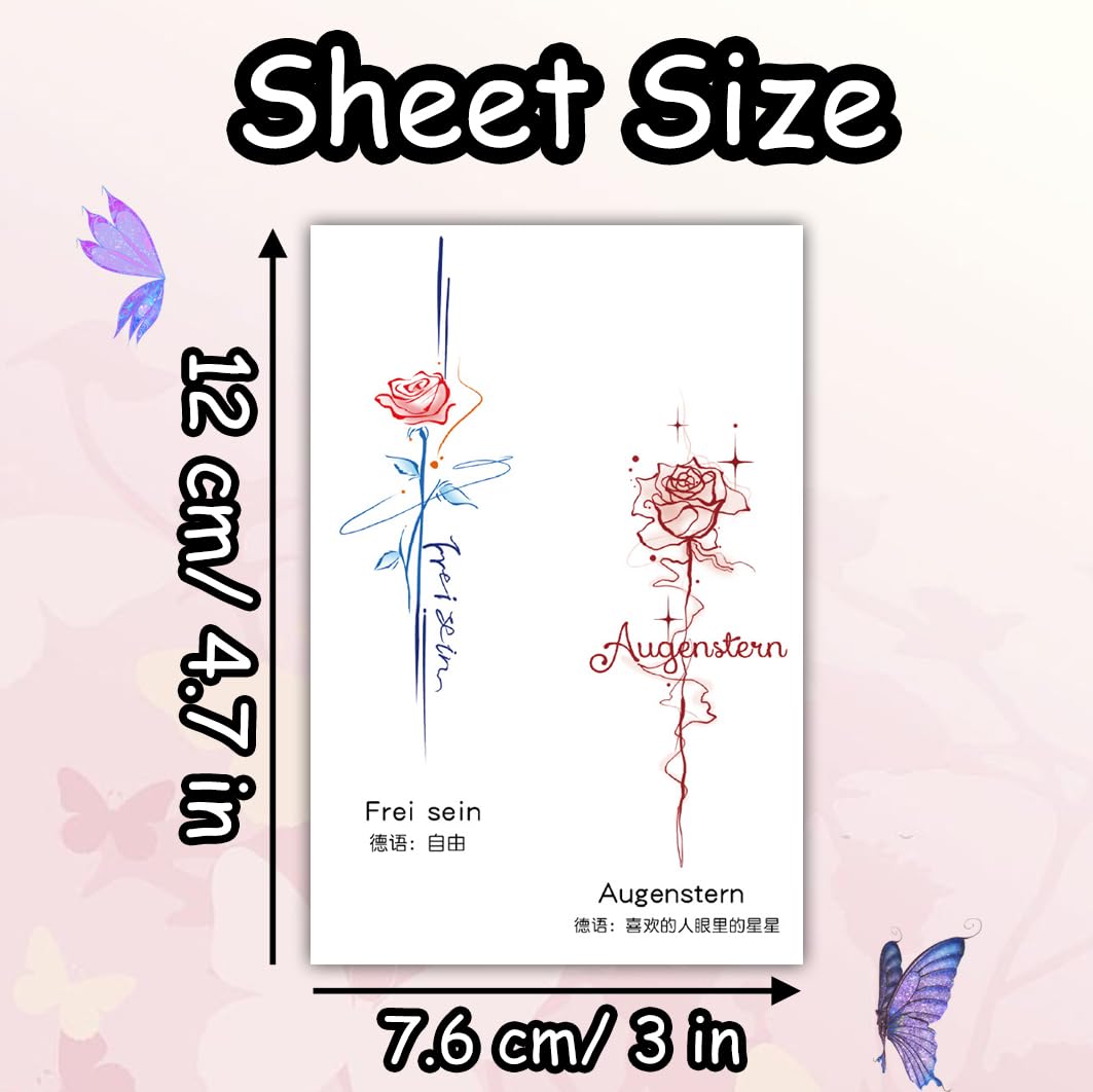 S.A.V.I Rose Vine Multicolour Temporary Tattoo Sticker – 1 Pc Finger/Hand/Arm Waterproof Safe Non-Toxic Floral Line-Art Body Decal, Easy Apply & Remove, Long-Lasting for Women & Girls (64)