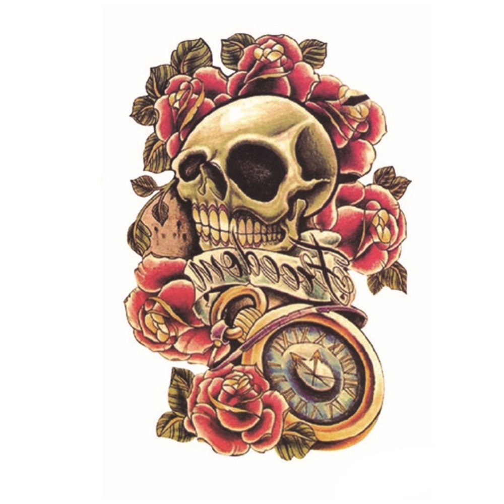 S.A.V.I Temporary Tattoo For Girls Men Women 3D Skull Sticker Size 21x15cm - 1pc. (15)