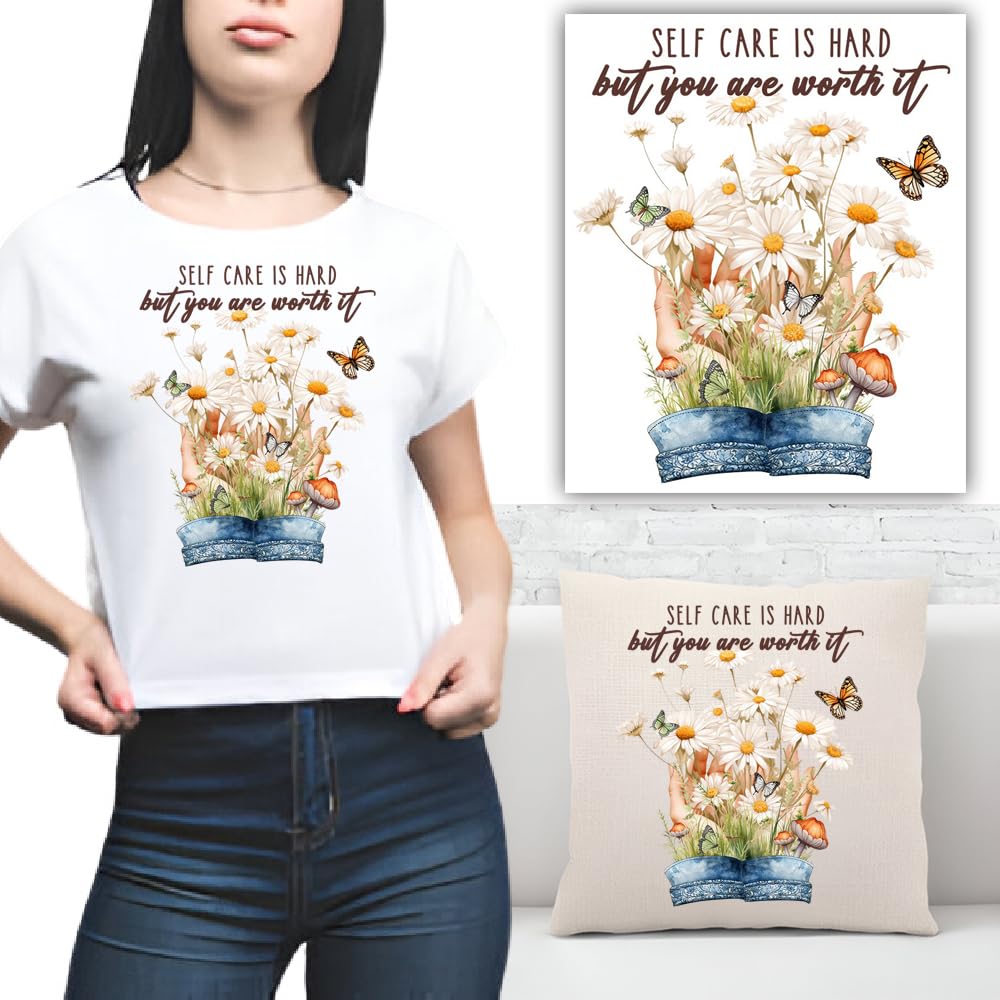 S.A.V.I DIY Iron-On Applique Patch - 6.5x8.5 Inch Heat Transfer Sticker | Washable Floral Design with Motivational Quote | Ideal for T-Shirts, Hoodies, Jeans, Pillows, Backpacks  Home Décor - 1PC