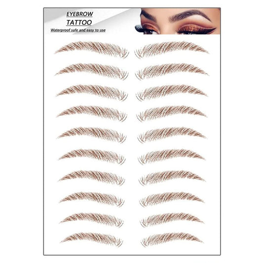 S.A.V.I 9 Pairs Natural Brown Eyebrow, Long Lasting Up to 4 Days, Waterproof Eyebrow Temporary Tattoo Sticker - 1 Sheet