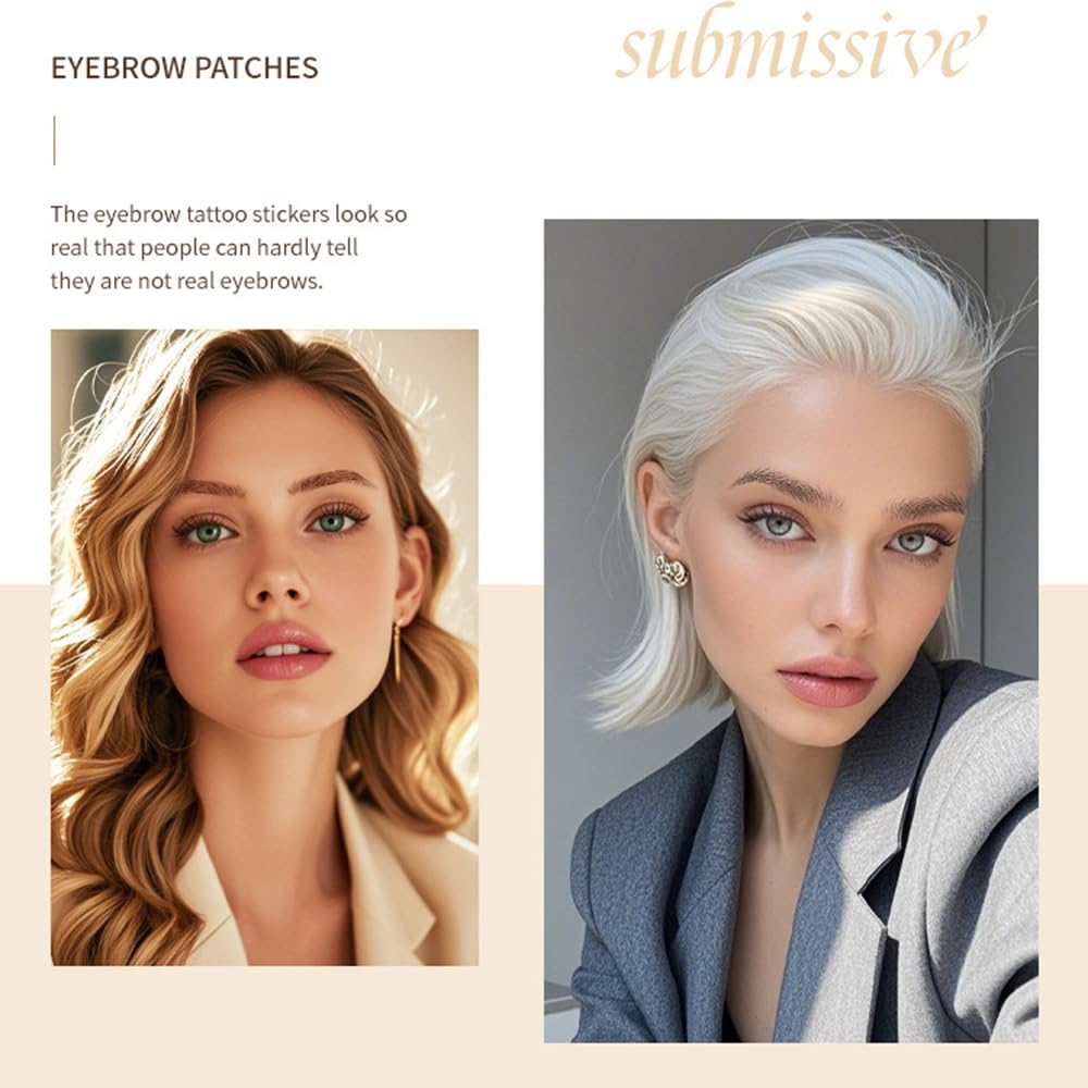 S.A.V.I 8 Pairs/1 Sheet - 6D Hair-Like Eyebrow Tattoo Stickers, Natural Brown Arch Shape, Waterproof & Sweatproof Temporary Eyebrow Patch, Safe Non-Toxic Self-Adhesive, Long-Lasting for Women & Girls (167)