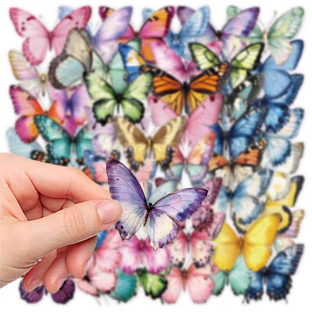 S.A.V.I 50 Pcs Butterfly Stickers Pack | Waterproof Vinyl Decals