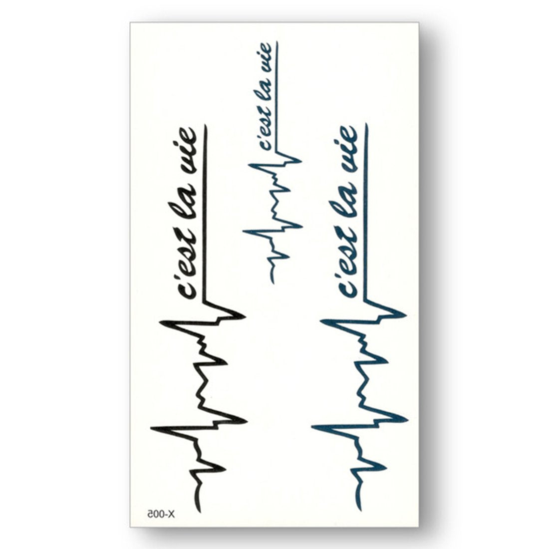 S.A.V.I 3D Temporary Tattoo Sticker Pulse Heart Rate Text Design Size 10.5x6CM - 1PC.